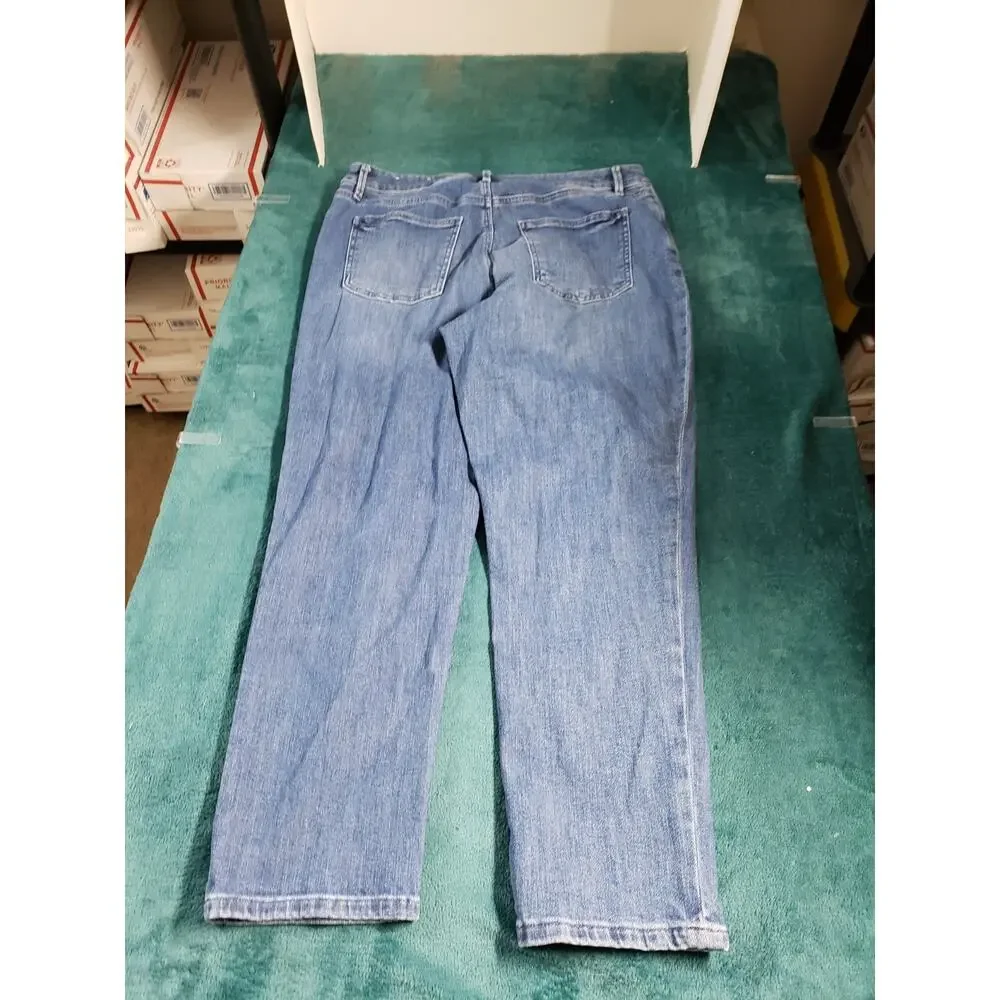 Ann Taylor Jeans Size 12 Women Blue Pants Denim Stretch Mid Rise Straight Ankle